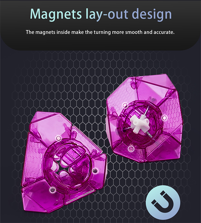 DianSheng Galaxy Cluster Mirror Skewb Magnetic Magic Cube Transparent Purple